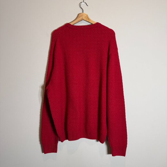 JoS. A. Bank Lambswool Basketweave Crewneck Sweater Pullover Mens Large Red Wool - Picture 3 of 12